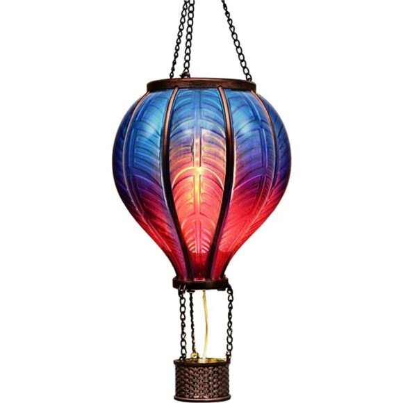 Hot Air Balloon Solar Lantern Halloween Christmas Party, Flickering Flame - Picture 7 of 7